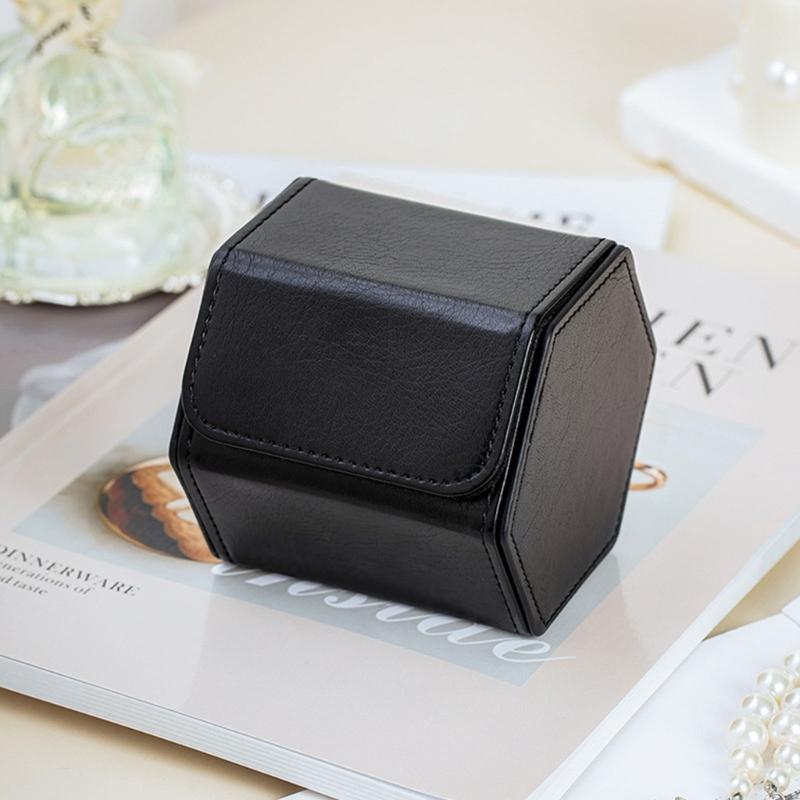 Elegant PU Leather Hexagon Watch Box Compact Design For Safe Jewelry