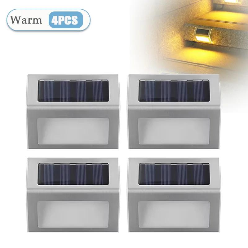 1-8PCS Solar Stainless Steel Step Light Waterproof Anti-corrosion and Environmental Protection Wall Light for Garden Fence Wall