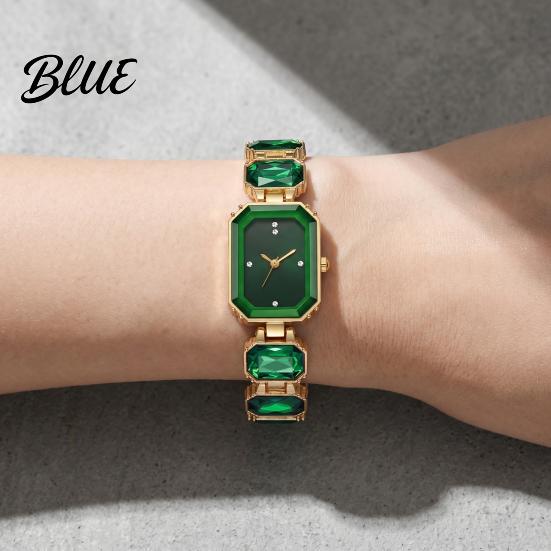 Sophisticated Bracelet Watch Ladies Quartz Sparkling Rhinestone Rectangular Dial Fashionable