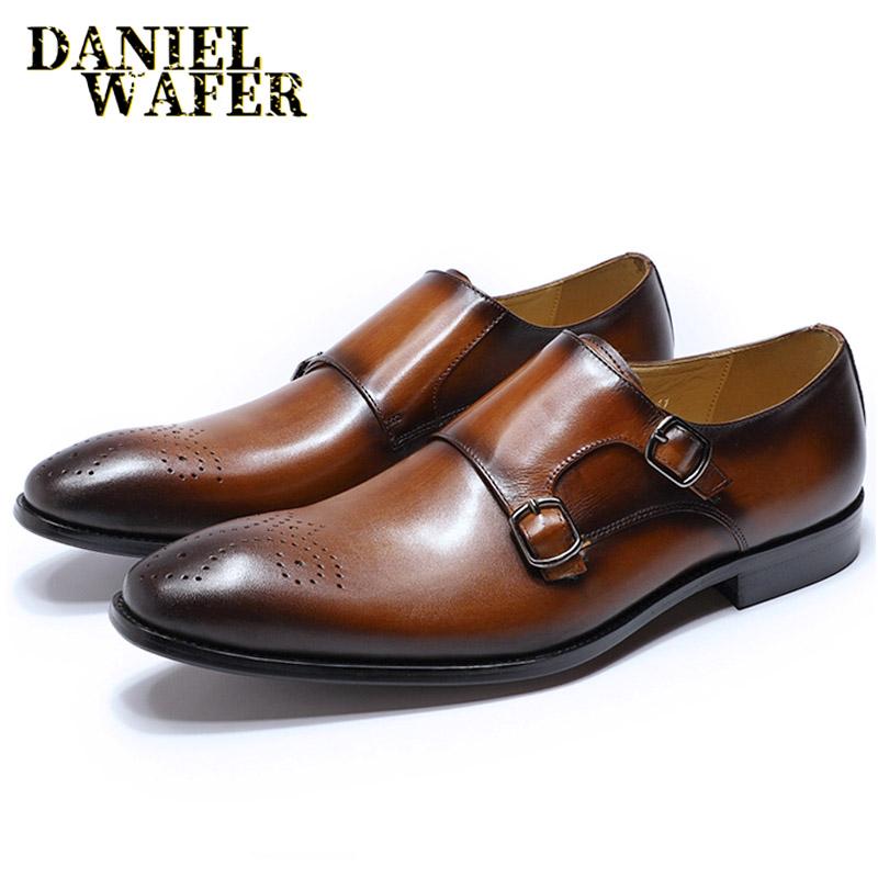 Fashion Luxury Mens Casual Shoes Elegant Office Business Wedding Dress Formal Shoe Comfortable Double Monk Strap Slip on Loafers for Men