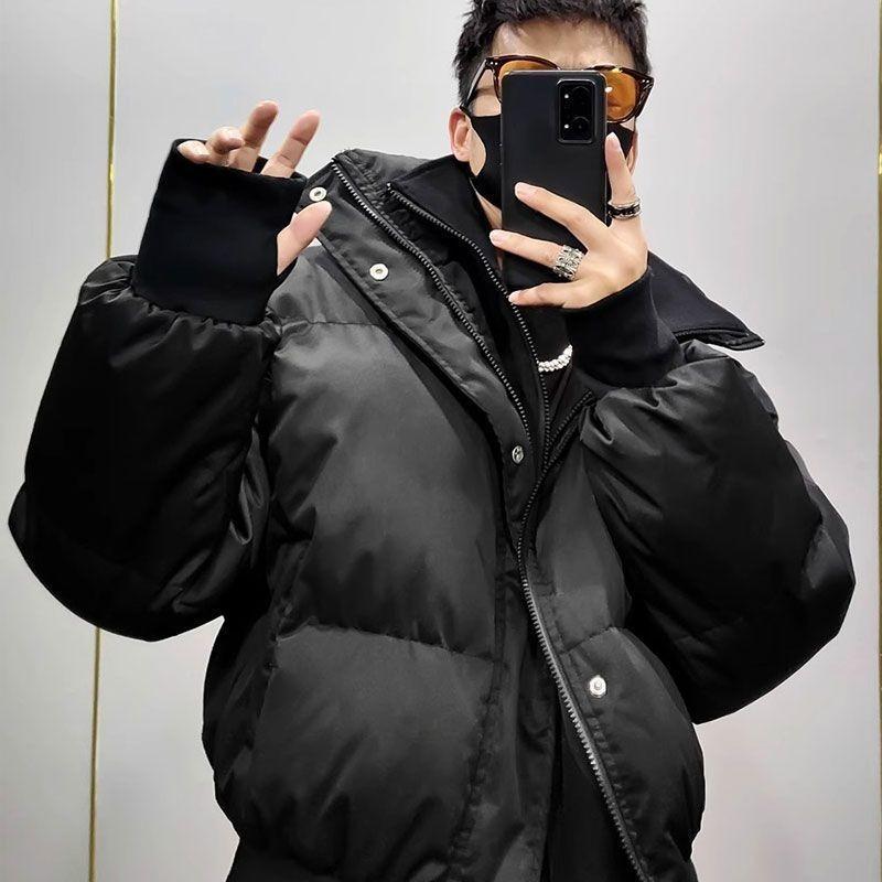 Winter Men's Fake Two-piece Cotton-padded Jacket, Solid Color Thickened Stand-up Collar Cotton-padded Jacket, Casual Bread-padded Jacket