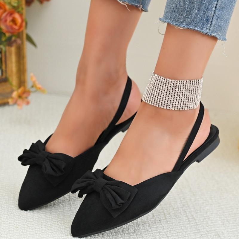 Fashion Butterfly Knot Baotou Sandalias De Mujer Summer 2025 New Style Pointed Point Back Empty Flat Flat Comfort Women Shoes Zapatos