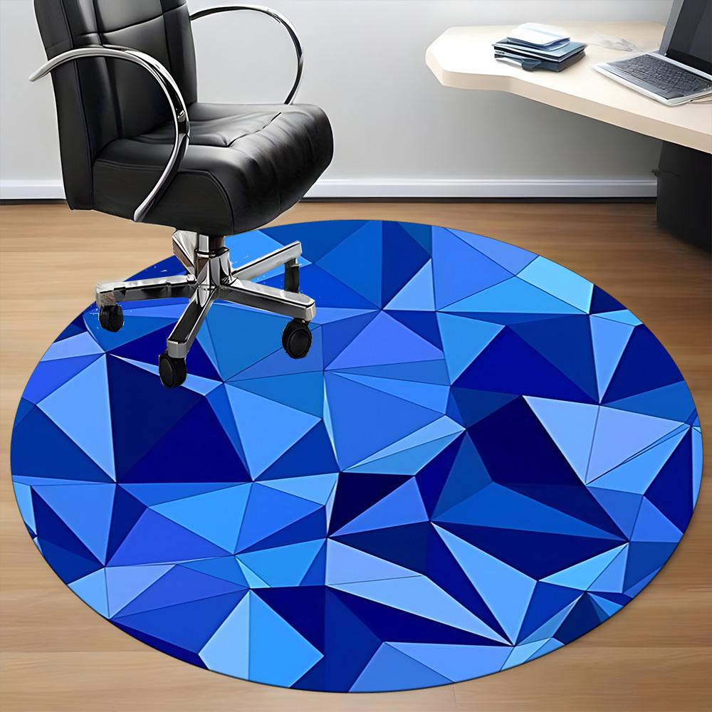 1pc Blue Gemstone Chair Carpet for Office, Round Non-Slip Durable Large Size Office Carpet, Suitable for Office, Beautiful Decoration