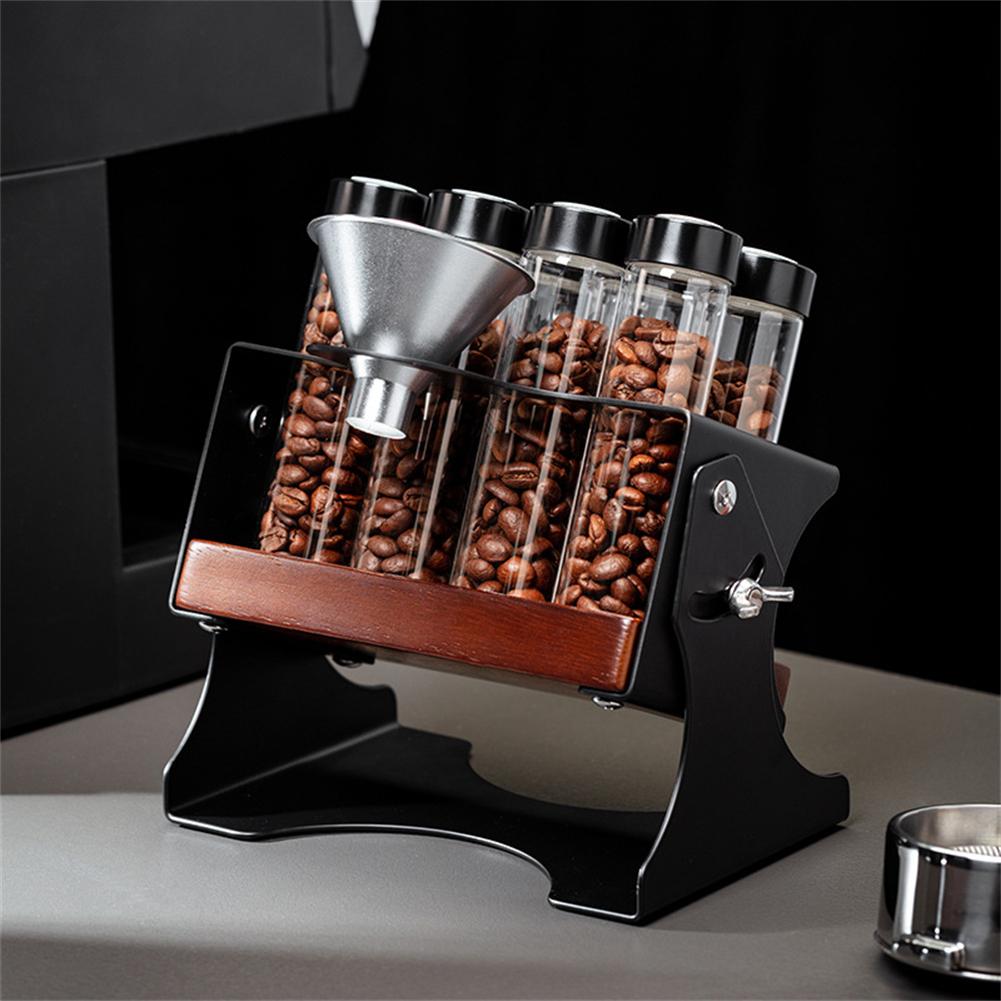 10pcs/set Coffee Bean Storage Stand Single Dose Coffee Bean Storage Display Stand Exhaust Valve 8 Tubes With Funnel Accessories