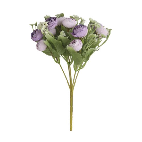 Flor artificial llamativa resistente a la decoloración, flor de seda sintética, 15 cabezas, flor de rosa de imitación, suministros de boda para el hogar