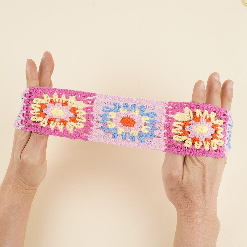 Bohemian Knitted Headband Colorful Women Hair Scarf Cute Ethnic Style Hair Band  Travel