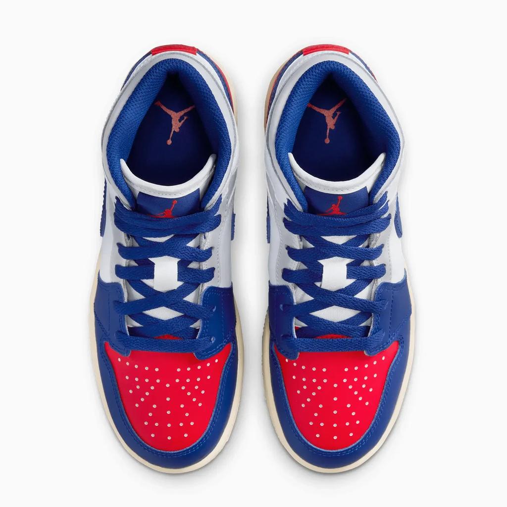 Air Jordan 1 Mid GS Rare Air Kids Sneakers White Deep-Royal-Blue University-Red DQ8423-102
