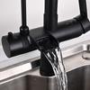 Black Filtered Kitchen Faucet Pull Out Waterfall Kitchen Mixer Sink Taps Purification Water Drinking Water Taps