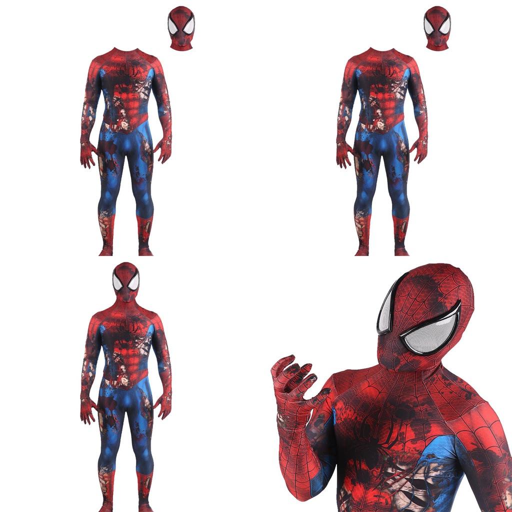 Halloween Spiderman Jumpsuit Prachtig Gemaakt Van Blauw En Rood Spandex Perfect Voor Kostuumfeesten En Verkleedpartijen.