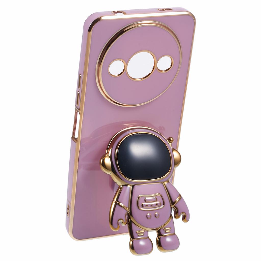 For Xiaomi Redmi A3 4G/Poco C61 4G Electroplating Case Astronaut Kickstand Design TPU Phone Cover