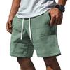 Mens Solid Color Waffle Drawstring Pockets Casual Straight Summer Shorts