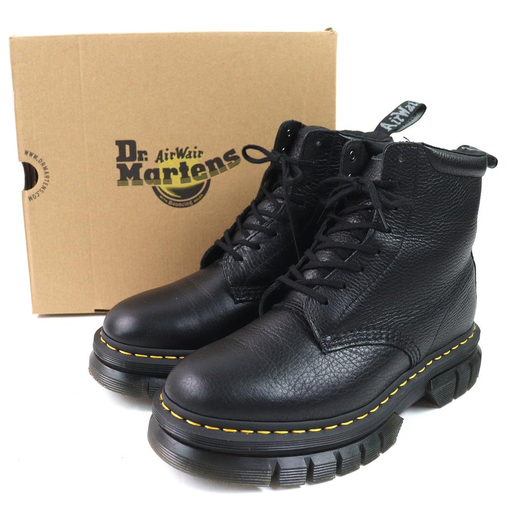 Excellent Dr.Martens Short Boots RIKARD POLISHED SMOOTH 8I 8-hole Black Leather Used