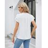 Summer V Neck Ruffle Chiffon Blouse Women Short Sleeve Office Casual Top Shirts