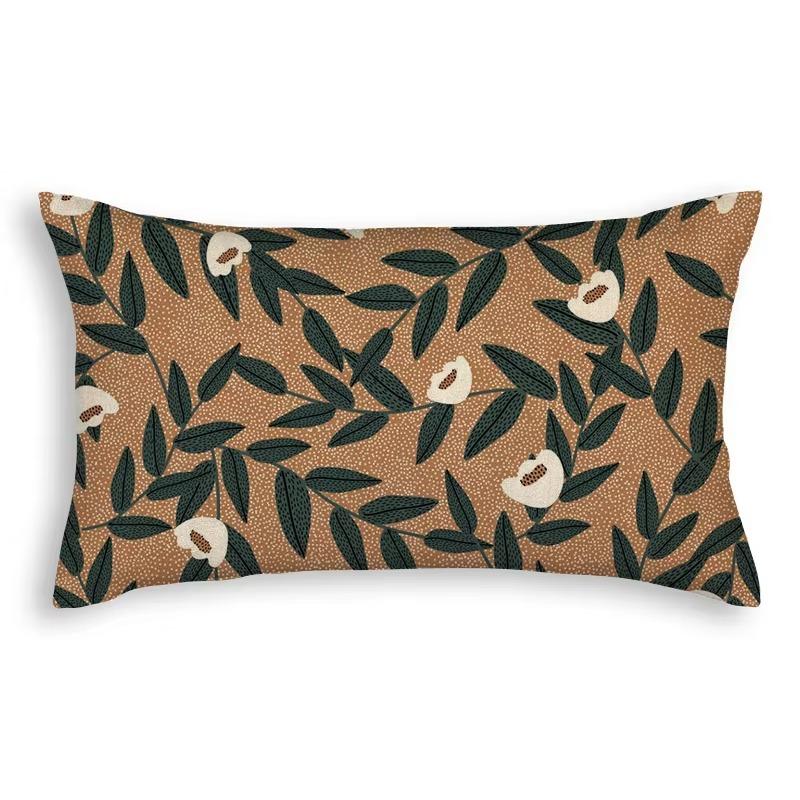 Sunflower Leaves Flowers Pattern Print Decorative Bedroom Living Room Office Cushion Cover Home Decor Rectangular Pillowcase