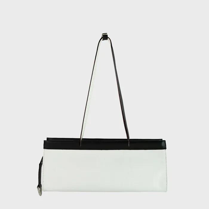 Diana Canvas Shoulder Bag S White_Black