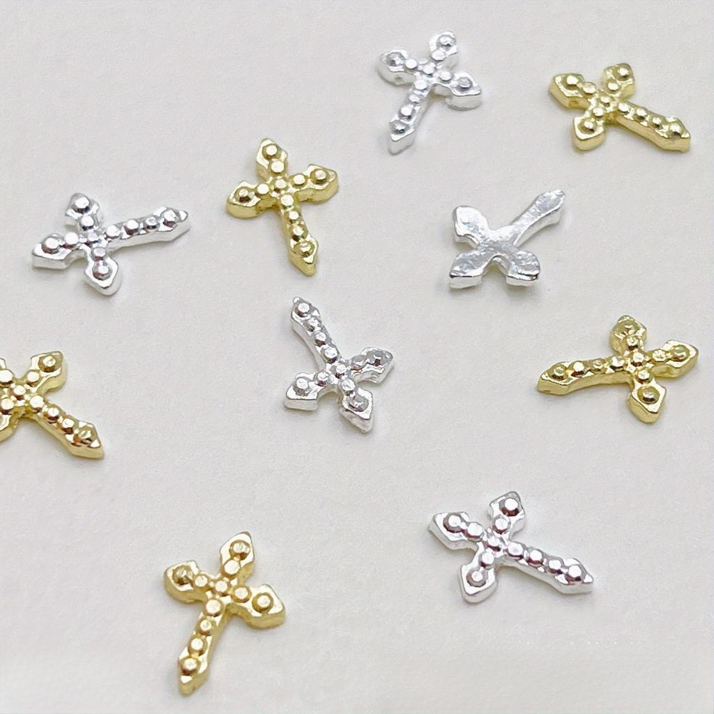 100pcs Vintage Cross Silver Alloy Nail Stickers