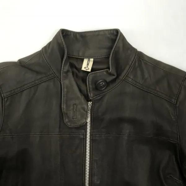 VIS Leather Single Riders Jacket Women’s S-M Brown Full Zip(USED)