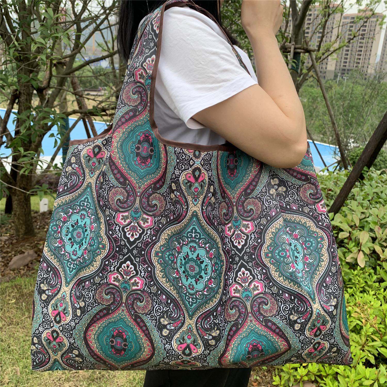 

Складная большая сумка для покупок, моющаяся, многоразовая, удобная в переноске, вместительная сумка, пчела, медведь, кошка, цветочный узор