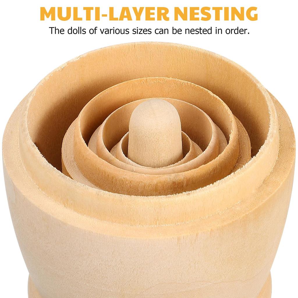 Iplusmile Matrjoschka-Puppen aus Holz, 5er-Set, Unbemaltes weißes Holz, Ineinander steckbar, Heimdekoration, Ornament, Geschenk