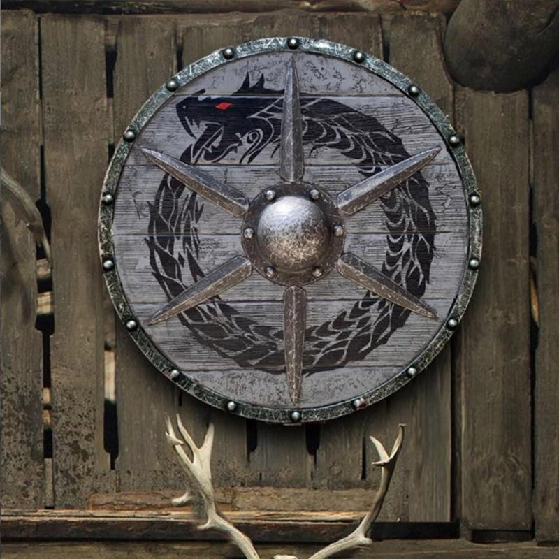 Nuovo Scudo Vichingo Scudo Decorativo in Legno Eivor Valhalla Corvo Scudo Vichingo Medievale Prop per Feste Cosplay Decorazioni per la Casa Ornamenti