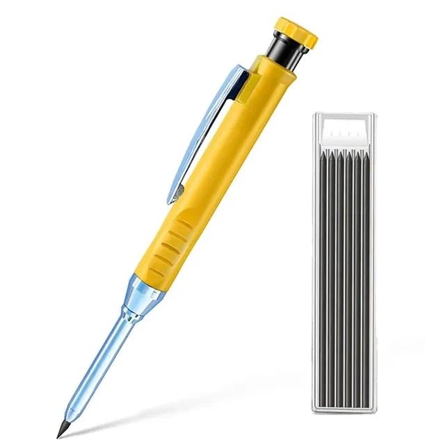 2pcs/Set 2.8mm Carpenter Mechanical Pencil Set with Built-In Sharpener for Woodworking Construction Long-Head Stationery Pencil
