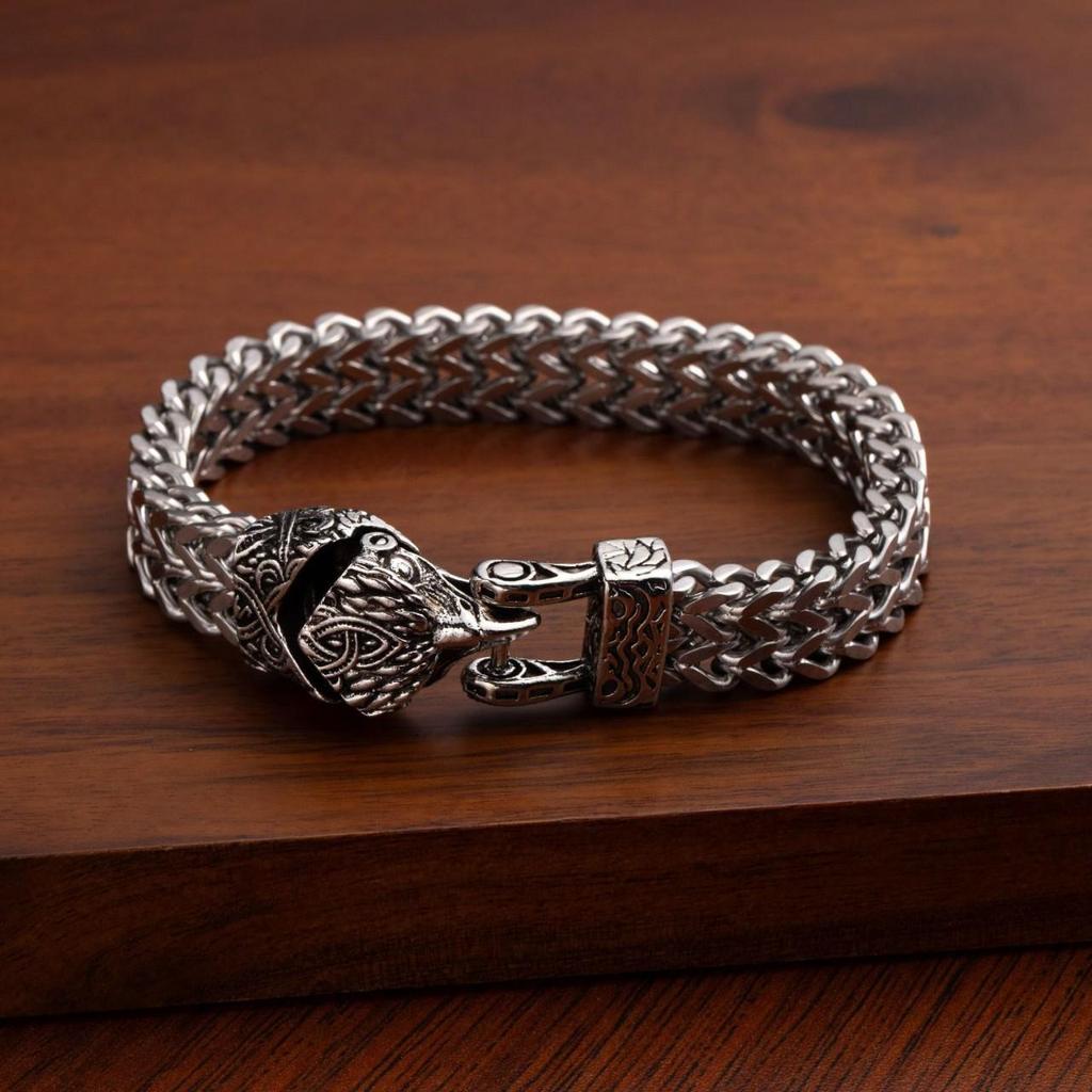 Herren Retro Punk Edelstahl Schlangen- und Tierkopf Armband - Anlaufbeständig