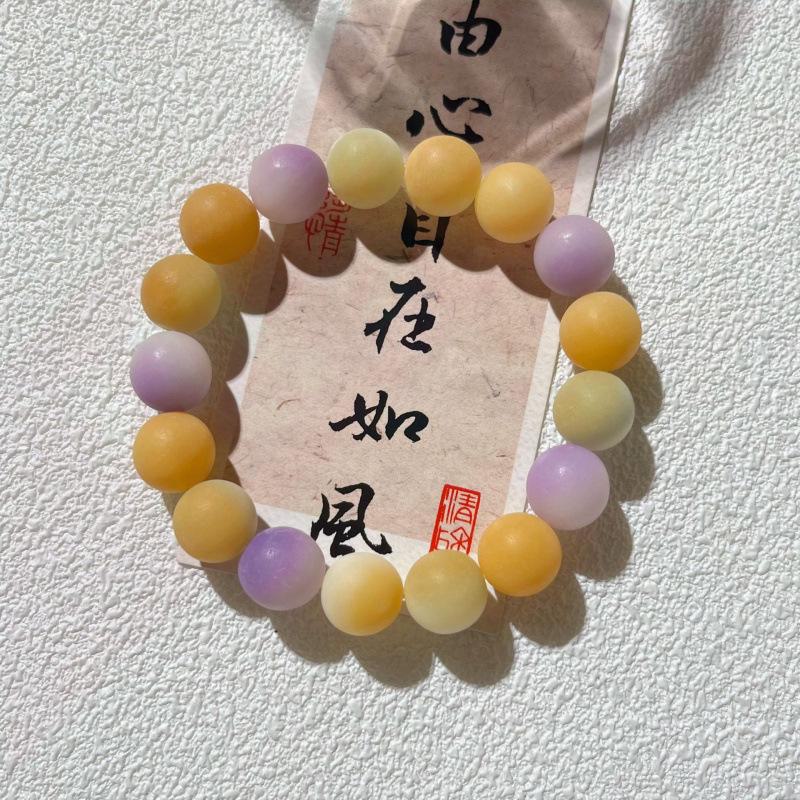 

Ароматный браслет Бодхи с фруктовой молочной пеной: Мягкие контрастные цвета, дизайн в виде одного круга, игривые буддийские бусины унисекс. 11mm