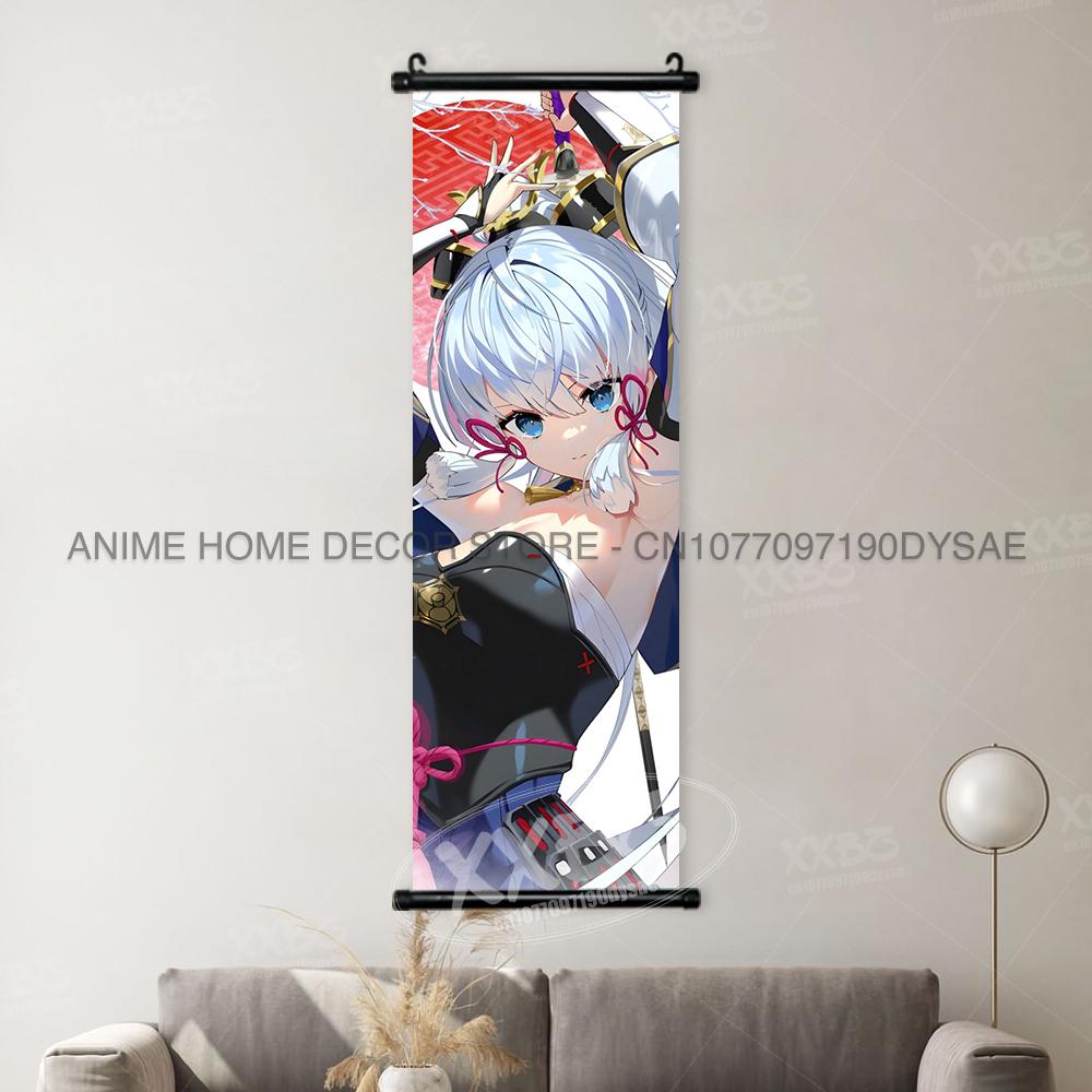 Game Genshin Impact Poster Sexy Anime Mona Home Decor Scroll Picture Sucrose Wall Art Decorative Hanging Painting Interior Mural