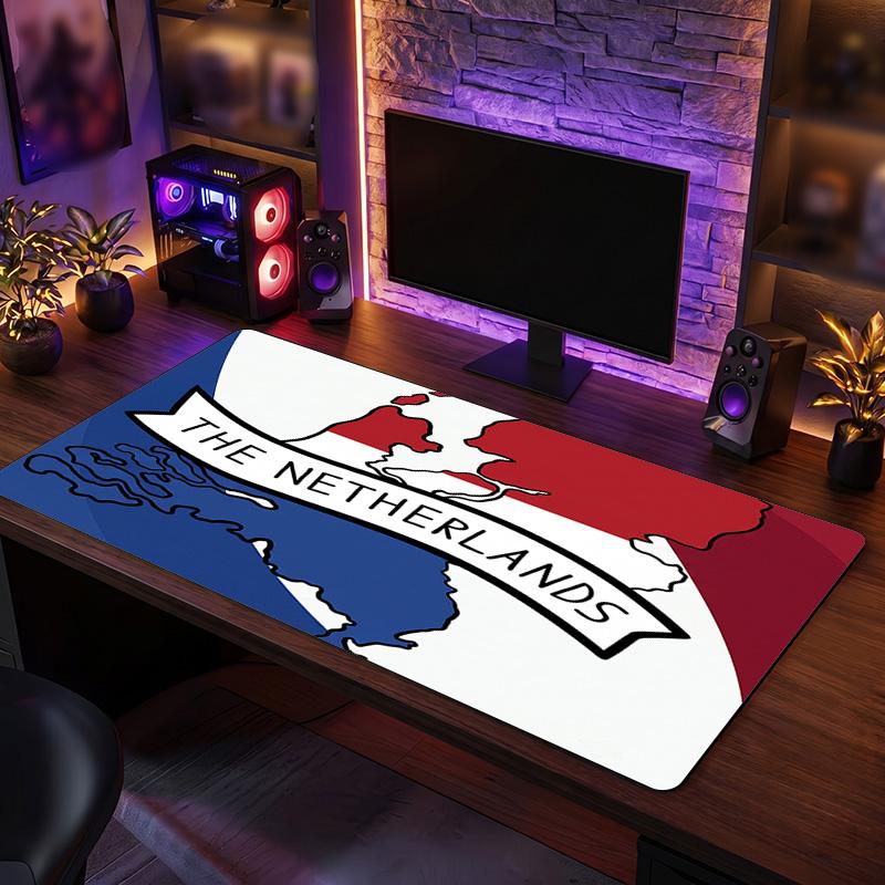 Niederlande Fußballwappen Mauspads, Erweitertes rutschfestes Gummi-Schreibtischunterlage für Gaming, Büro, Laptop, Fan-Geschenk