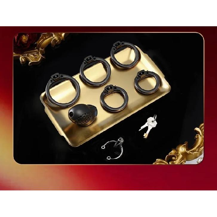 ABS Male Chastity Device with Lock And 5 Rings Penis Lock with Catheter Plug BDSM Erotic Urethral Lock Bondage Adult Sex Toy