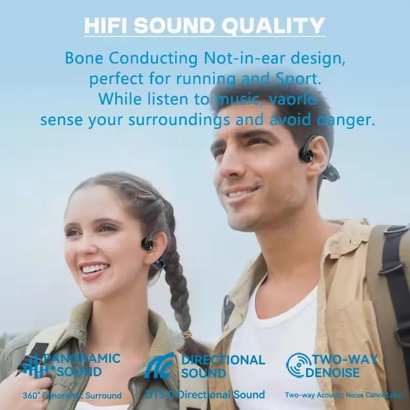 Ture Bone Conduction Headphones Bluetooth 6.0 Earphones Waterproof Wireless Sport Headsets with Mic for Workout Running