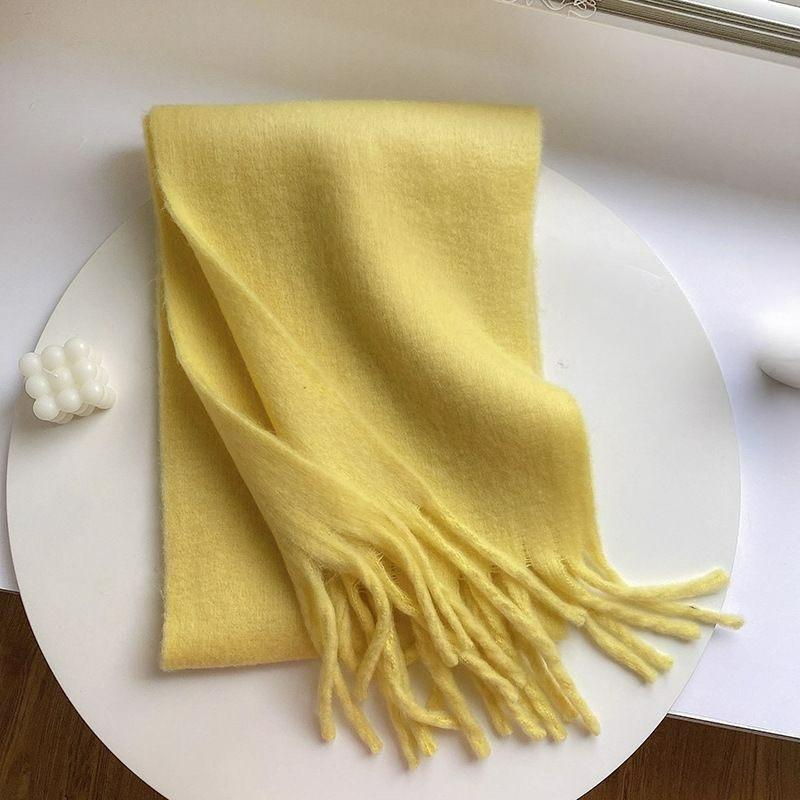 Solid Color Mohair Scarf Women's Winter Warmth Thickened All-match Long Bib Shawl