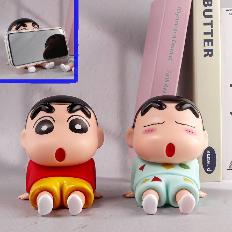 Crayon Chan Shin Phone Holder Toy Figurine Sitting Desk Decor Kids Gift Anime