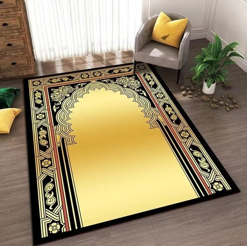 Islam Muslim Prayer Mat Living Room Decor Anti-slip Carpets Bedroom Bedside Soft Rug Entrance Doormat Machine Washable Carpet