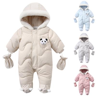 Winter Children's Thickened Down And Warm Hooded Fleece Baby Onesie
