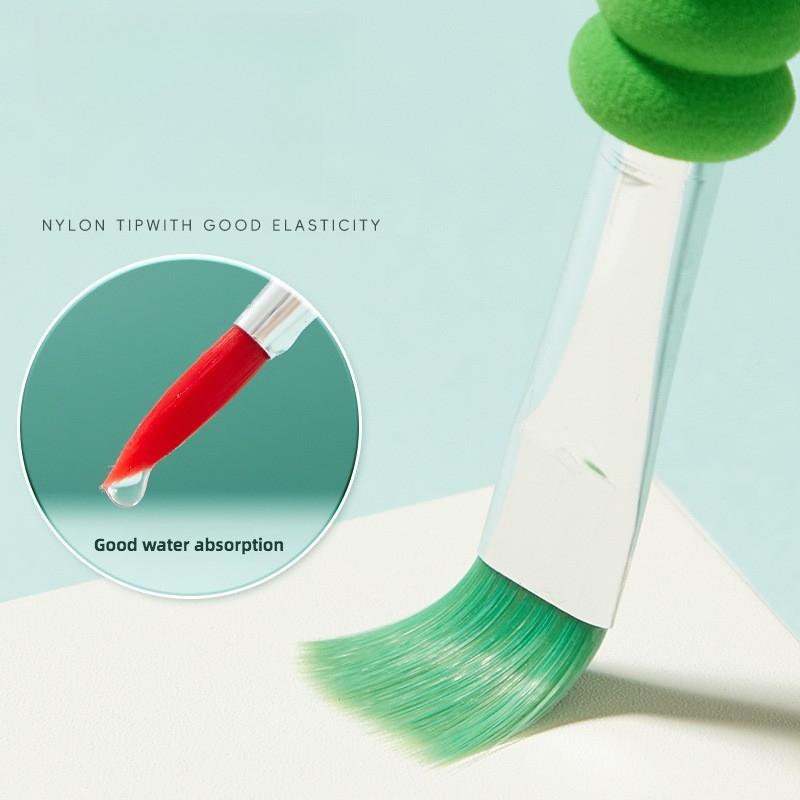 Children's Graffiti Colored Plastic Short Rod Brush Beginner Watercolor Acrylic Art Painting Gouache Brush Painting Material