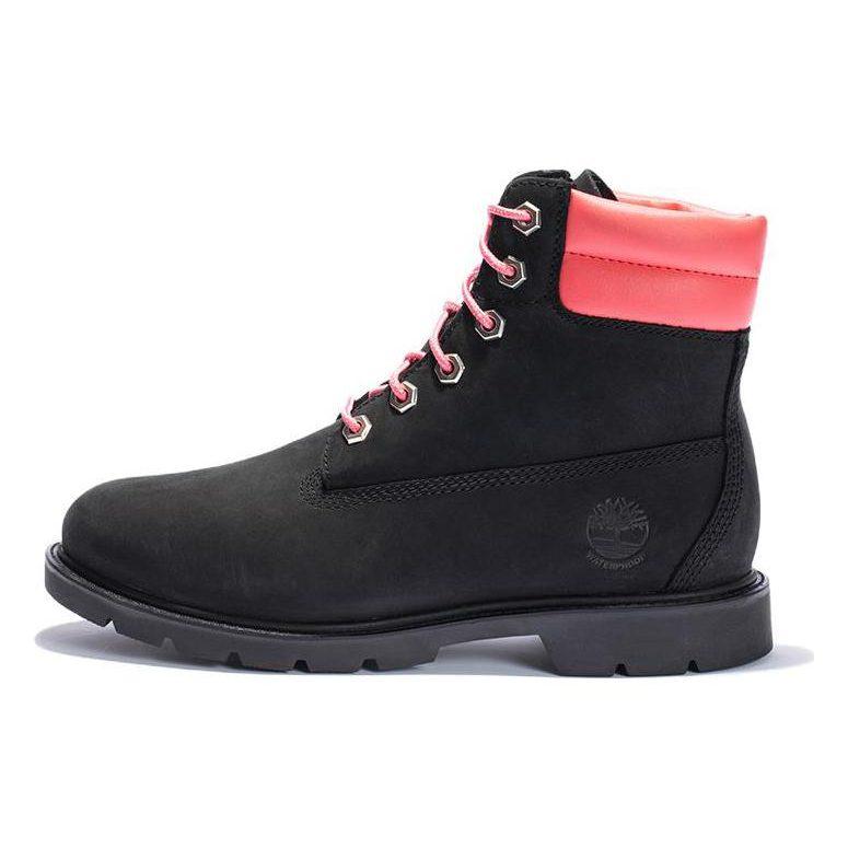 Timberland Linden Woods 6 Inch Waterproof Boots 'Black Nubuck With Pink' Women's A44FA-001