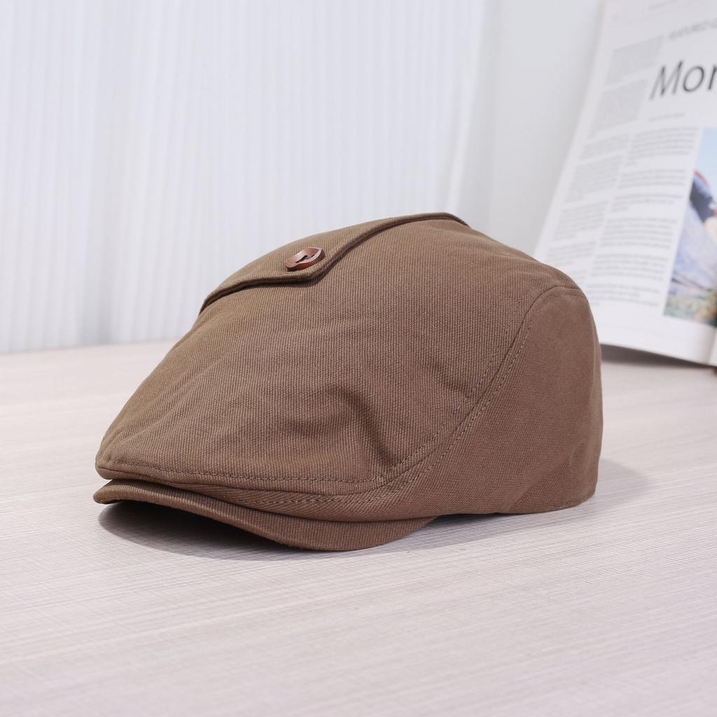 New retro solid color button forward hat children spring and autumn travel Hong Kong style beret street shooting trend