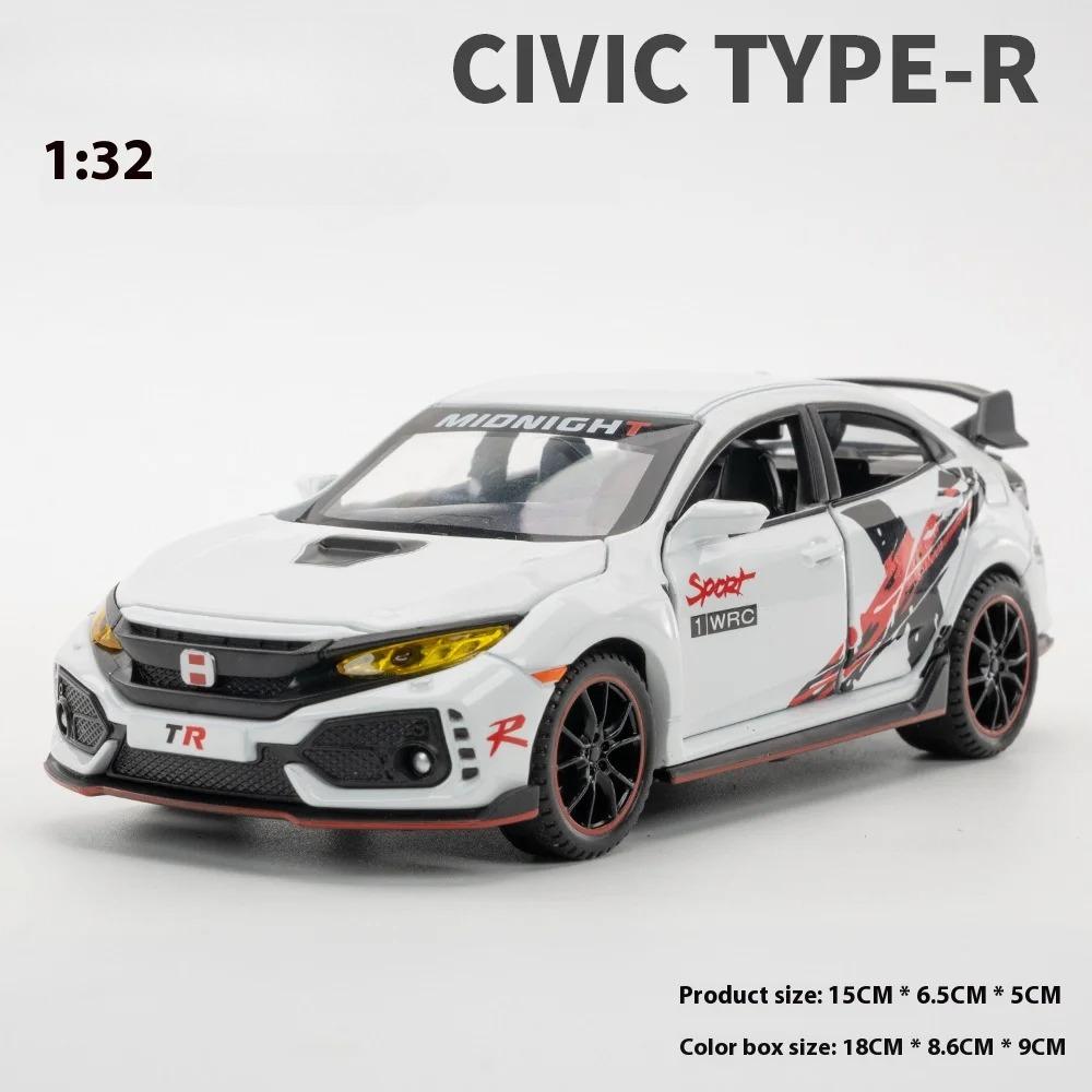 1:32 Civic Type-R Super Modifiée Voiture de Sport Alliage Métal Moulé sous Pression Modèle de Voiture Ornements pour Bureau d'Ordinateur Jouets Pour Enfants