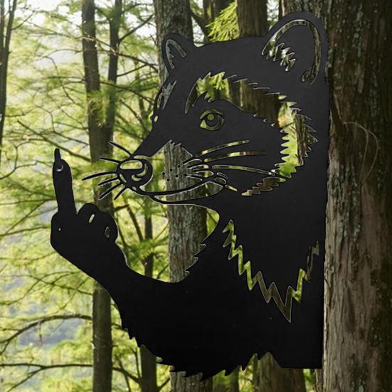 Peeking Animal Metal Sign Flipping Off Cat Crocodile Silhouette Decoration