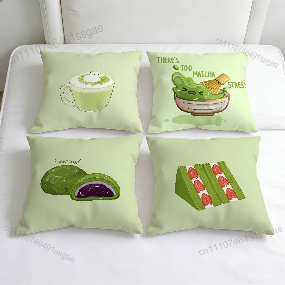 Green INS Style MMatcha Cake Square Pillow Case Soft Decorative Throw Pillow Cover for Home Sofa Bed