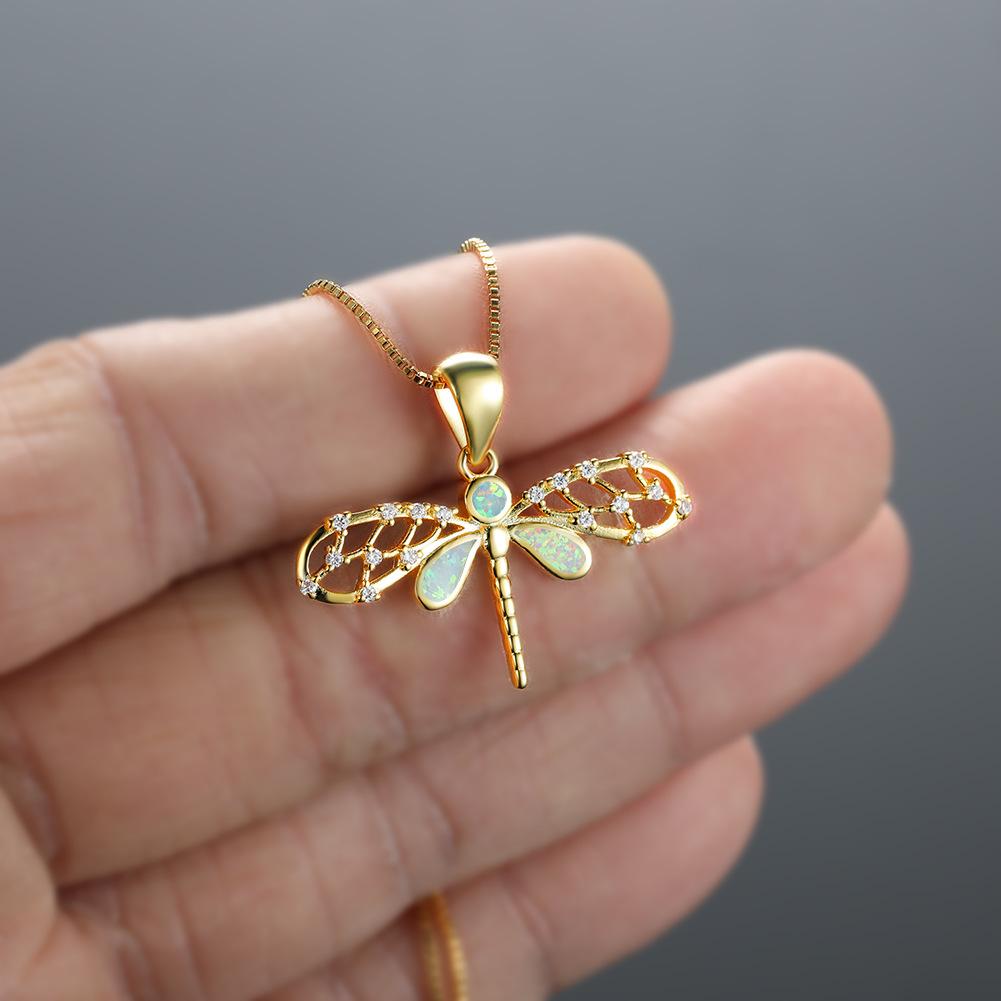 Summer New Product: Small Fresh Countryside Style Diamond Set Dragonfly Necklace Pendant Fashionable and Exquisite Neckland Insect Series Jewelry