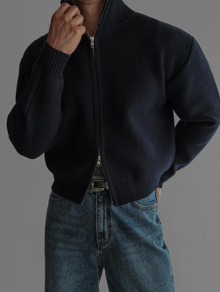 Herren Hochwertiger Strick-Reißverschluss-Cardigan im faulen Stil - Herbst/Winter Lockerer Freizeitpullover