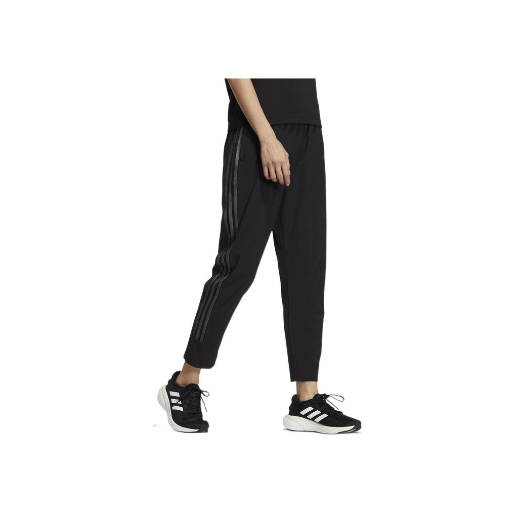Adidas Logo Print Three Stripes Straight Leg Casual Pants Women Bottoms Black HM7081