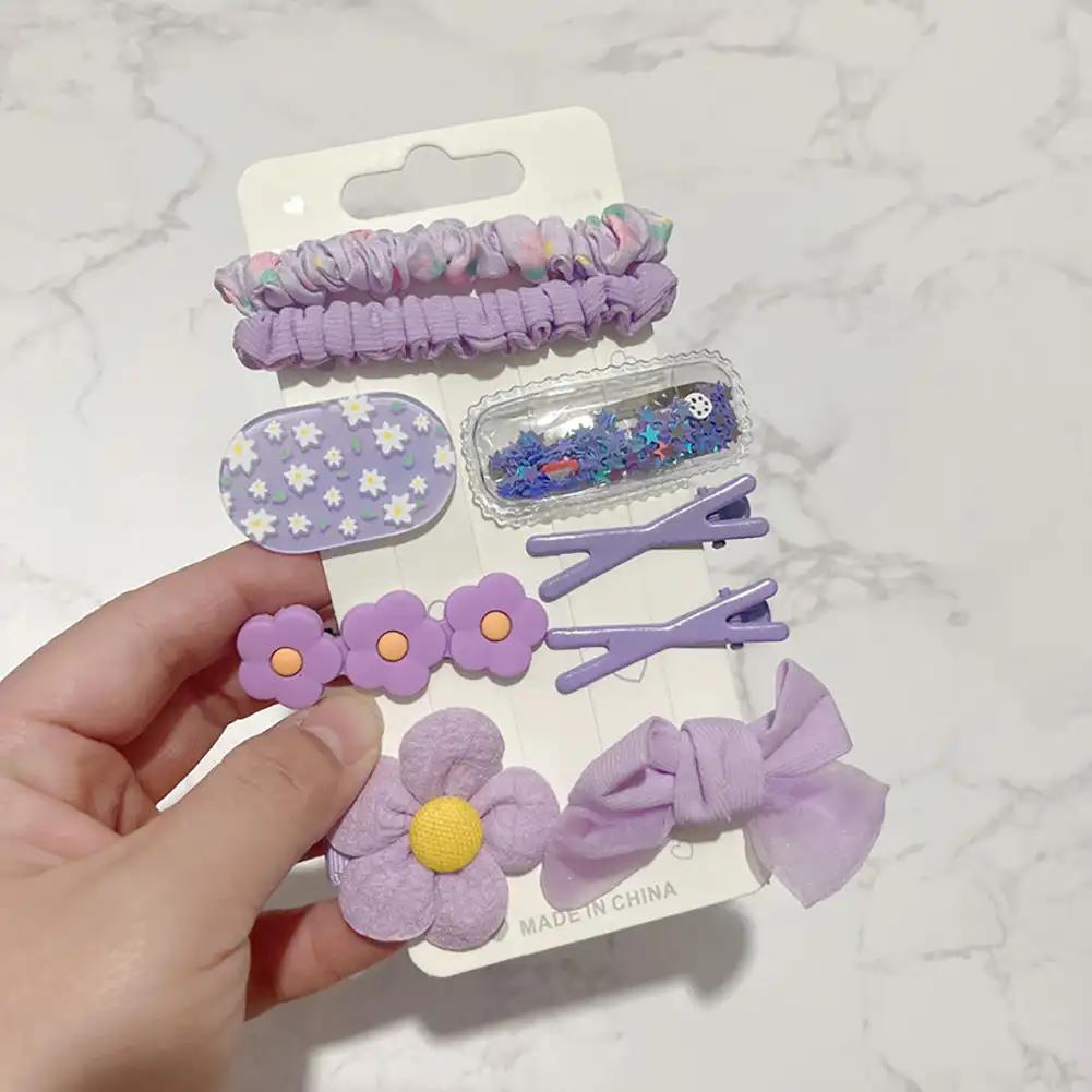 9Pcs Children's Plush Hair Clip Colorful Cute Cartoon Hairpins Little Girls Side Barrettes Baby Headwear Kids Hair Accessories