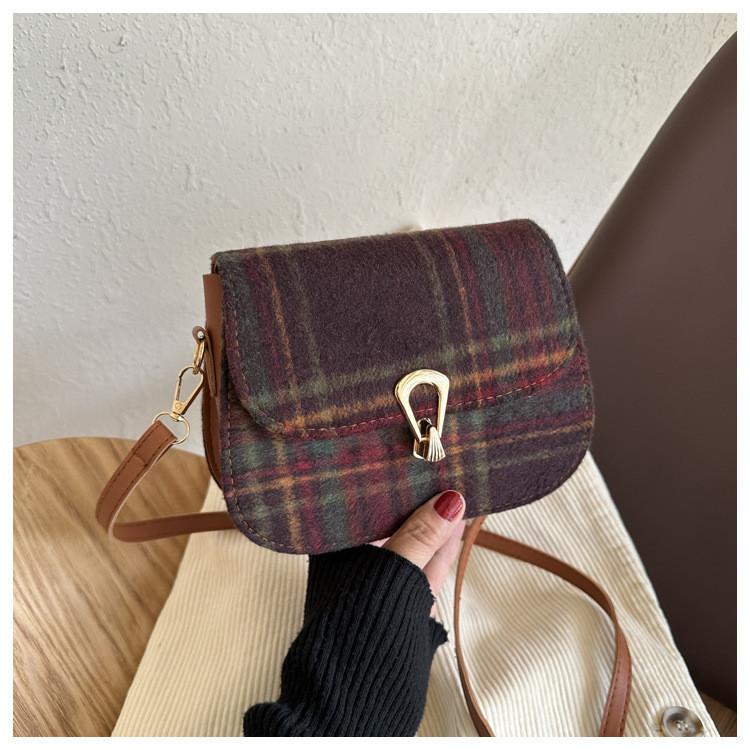 Stylish Plaid Retro Mini Crossbody Shoulder Bag Soft Pu Leather For Urban Fashion