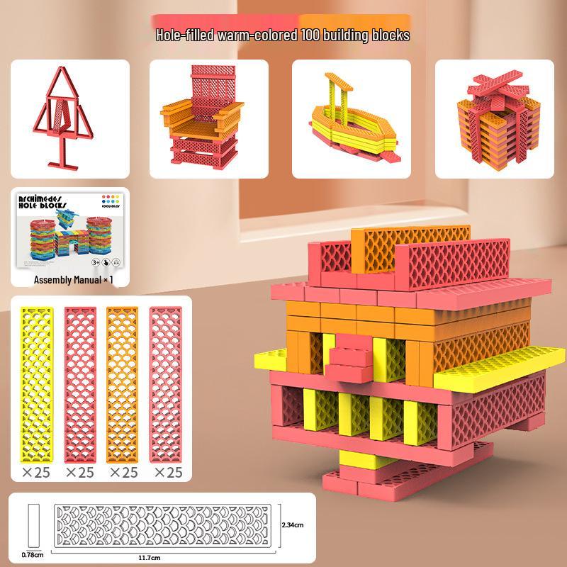 Akiki Creative Educational Building Blocks Set for Kids - Rice Hole Sticks for Stacking and Construction Play