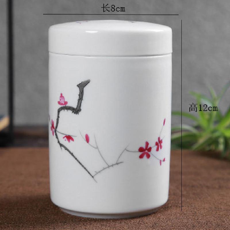 Cylindrical Tea Pot Ceramic Cover Sealed Storage Powder Paste Pot Living Room Coffee Table Decorative Tea Container Ceramic Pot
