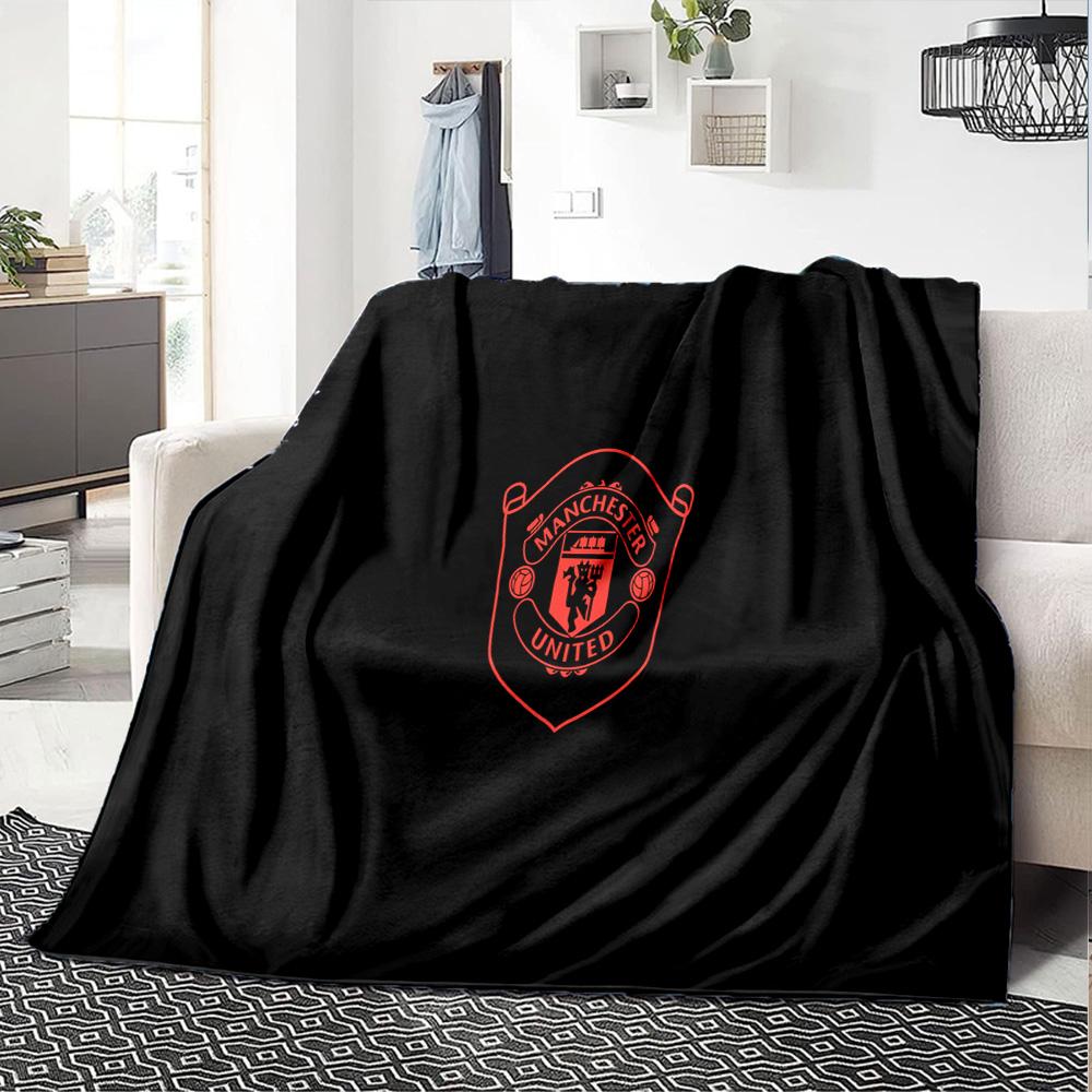 Coperta in Flanella con Stemma di Manchester, Morbido Poliestere, Design Moderno, Per Tutte le Stagioni per Campeggio, Viaggi, Regali per le Feste o Compleanni