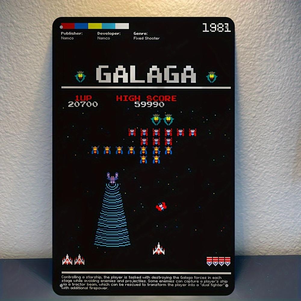 

Galaga Retro Arcade Game Vintage Metal Tin Sign Classic Namco Fixed Shooter Pixel Game Wall Art Decor Rustic Game Room Ma 20x30cm（7.8x11.8inch）